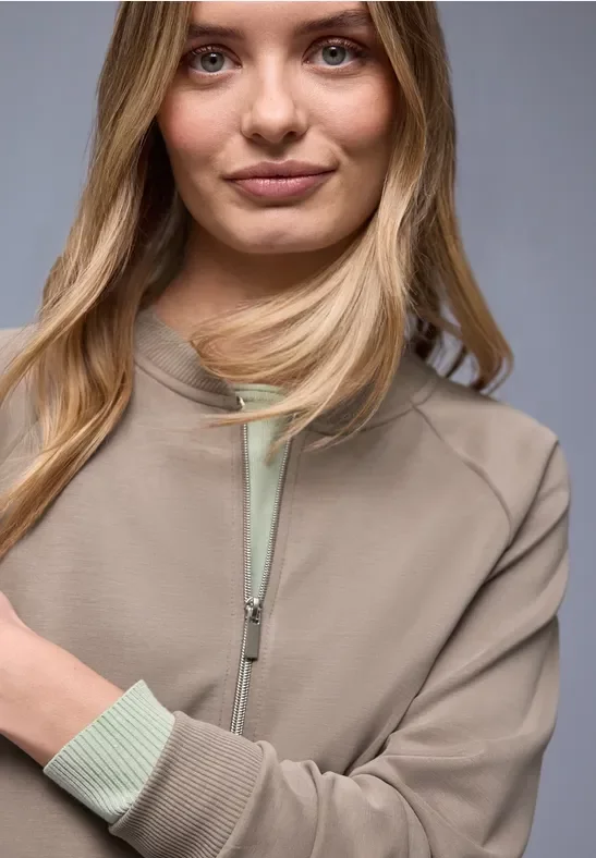 Silk-Look Jacke mit Zipper