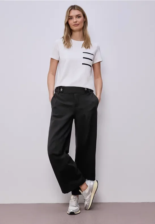 Street One Wide Leg Hose mit Knopfdetail