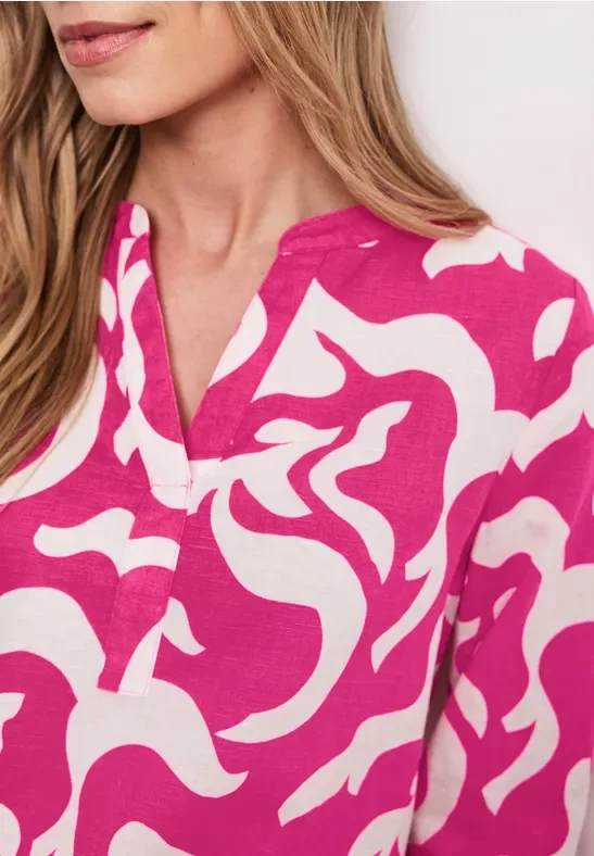 Street One Bluse mit Split Neck aus Leinenmix