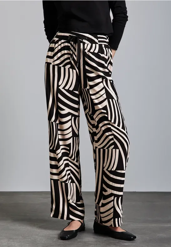 Gemusterte Wide Leg Hose