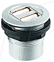 RRJ 2USB - USB 2.0-Buchse auf Kabelstecker - 2-fach Buchse, silber