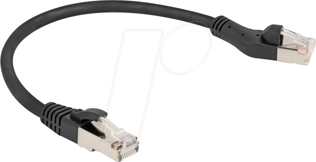 DELOCK 80734 - Patchkabel Cat.8.1 S/FTP, 45° links / gerade, 0,25 m, schwarz