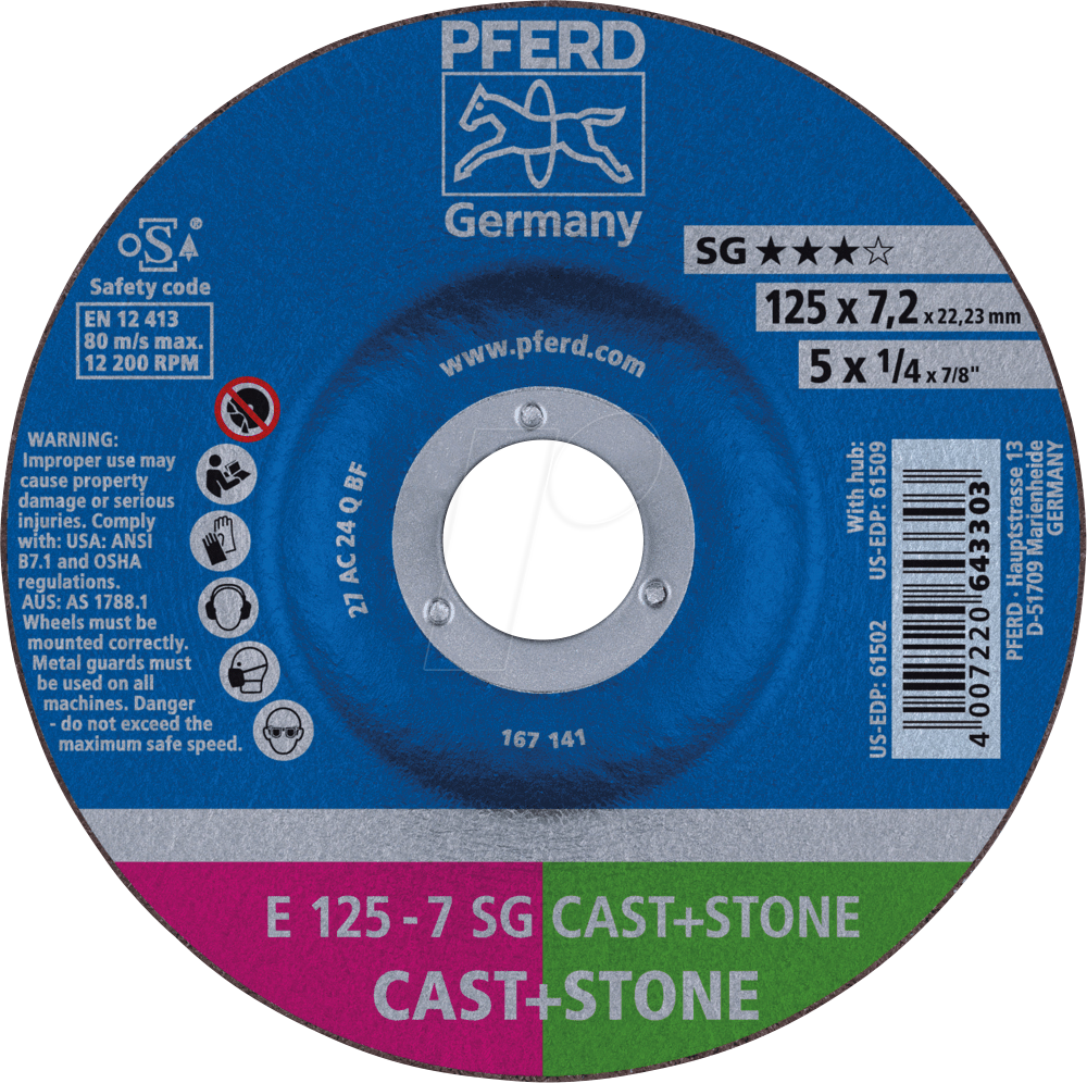 Thumbnail - PFERD 69298075 - Schruppscheibe E 125x7,2x22,23 mm Leistungslinie
