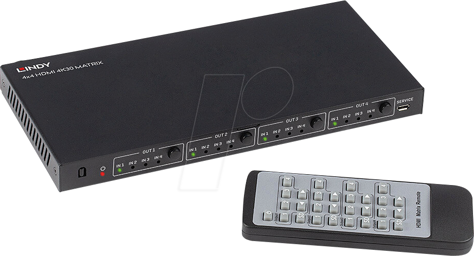 LINDY 38152 - 4x4 HDMI Matrix Switch, 4K 30 Hz