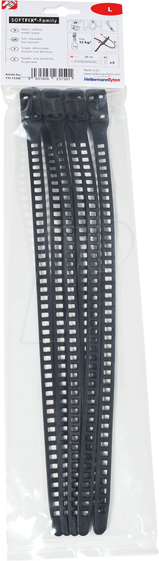 HT 115-11350 - Lösbarer Softbinder 340x11 mm, schwarz