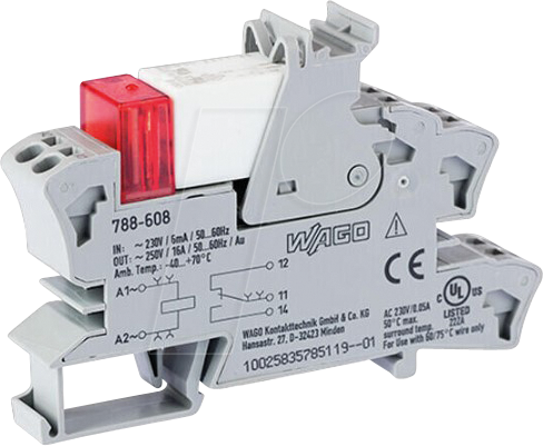WAGO 788-608 - Relaismodul, 230 V AC, 16 A, 1 CO