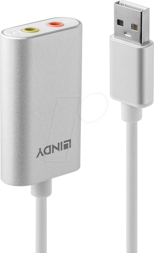 LINDY 42926 - Adapter, USB-A Stecker -> 2x Klinkenbuchse