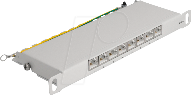 DELOCK 66871 - 10'' Patchpanel, 8 Port, Cat.6a, 0,5 HE, grau