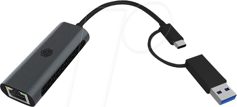 IB-LAN301-C3 - Netzwerkkarte, USB-A / USB-C, 2,5 Gigabit Ethernet, 1x RJ45