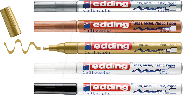 EDDING GLM753-5 - Glanzlackmarker, 1-2,5 mm, Kalligrafie, 5er-Set