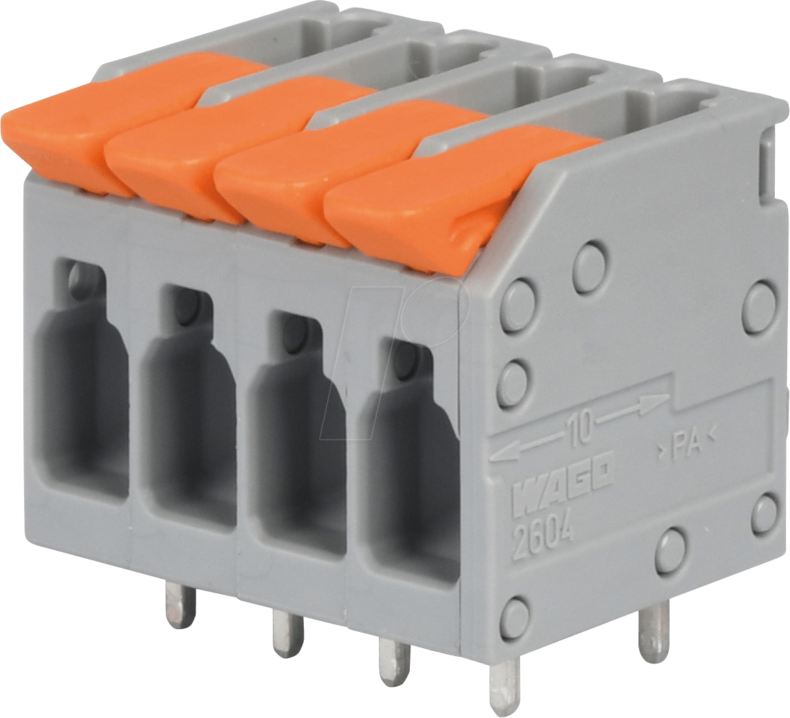 Thumbnail - WAGO 2604-1104 - Leiterplattenklemme - RM 5 mm, Ø 4 mm², 4-polig