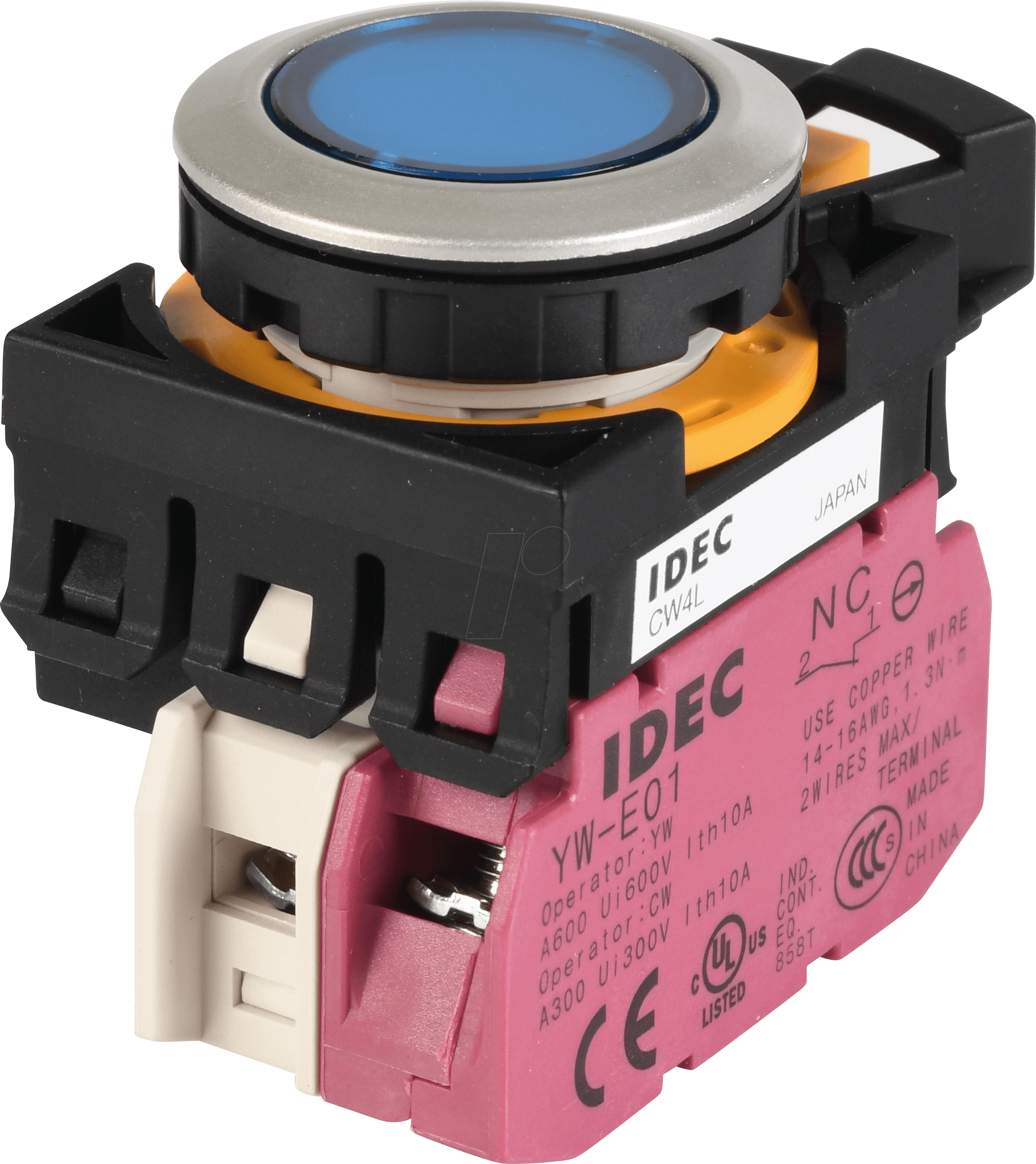 ID CW4LM1E01QM4S - Beleuchteter Einbautaster CW, 28 mm , 1 NO, blau