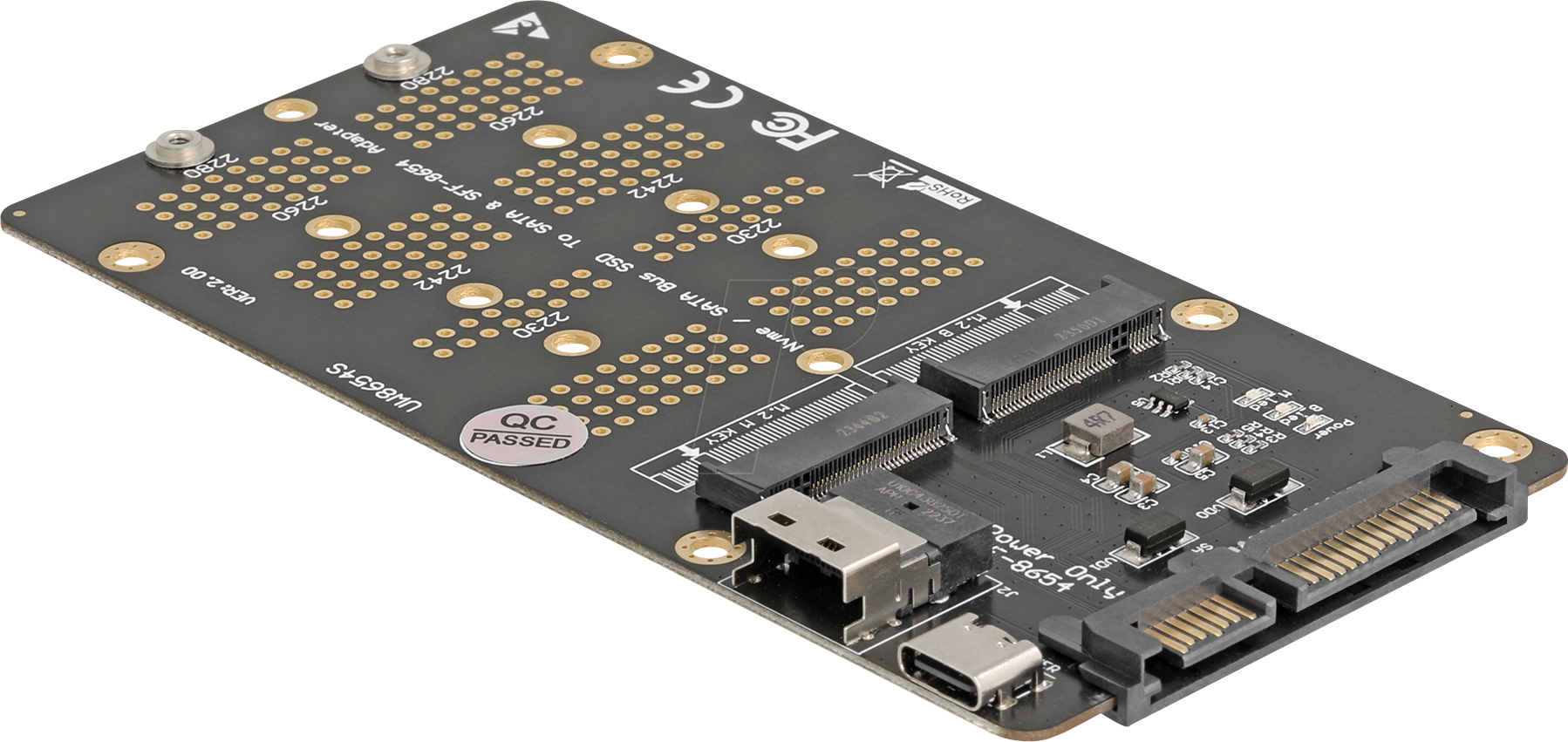 DELOCK 64355 - Konverter M.2 Key M NVMe > SFF-8654 und M.2 Key B SATA > SATA
