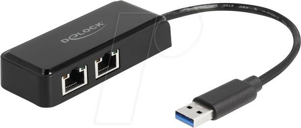 DELOCK 64194 - Netzwerkkarte, USB-A, Gigabit Ethernet, 2x RJ45