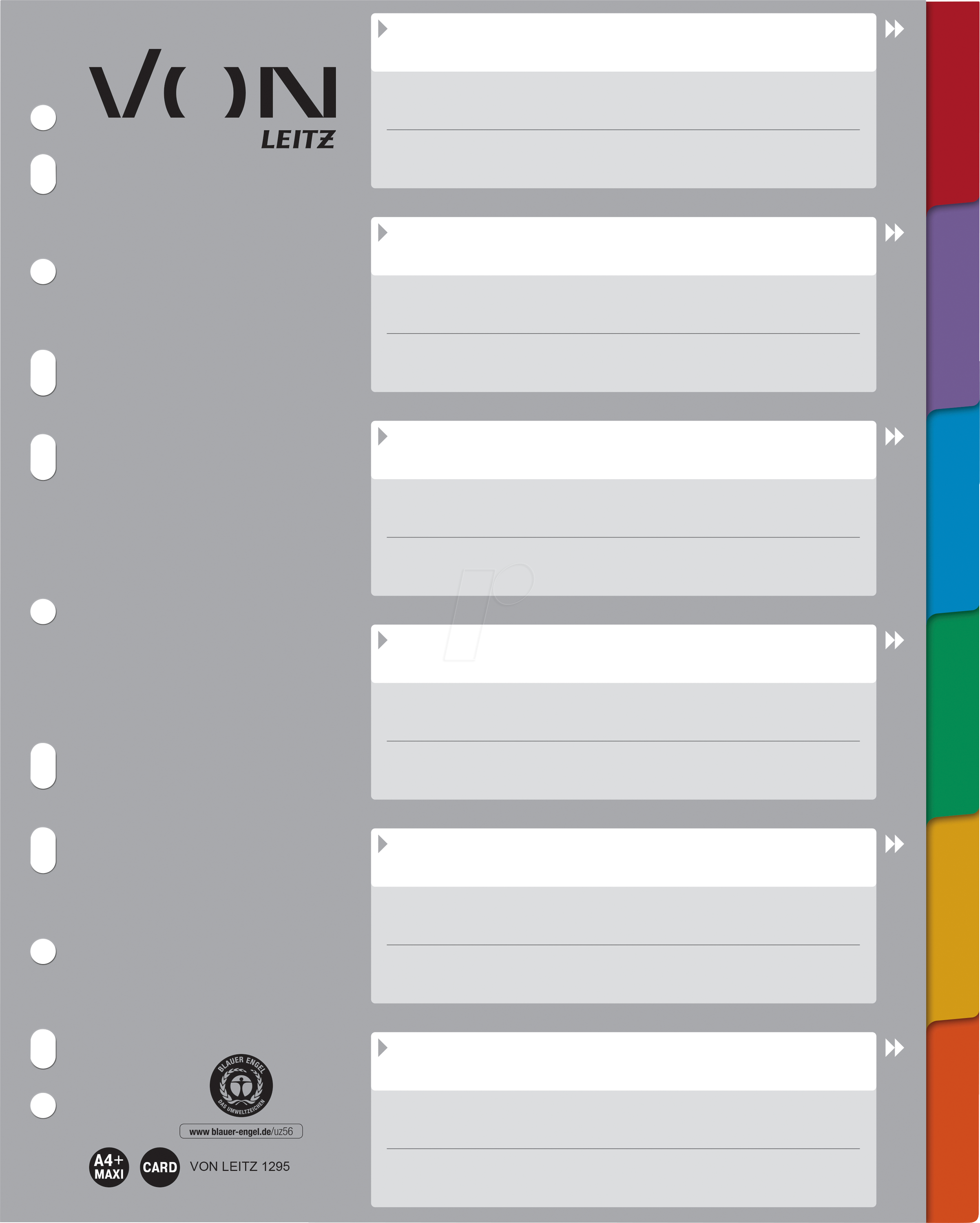 VONL 12950000 - Kartonregister, A4, (1-6), mehrfarbig