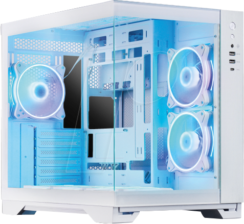 CFT GM-30W-TG-OP - CHIEFTEC Visio ATX-Gehäuse, Tempered Glass, RGB, weiß