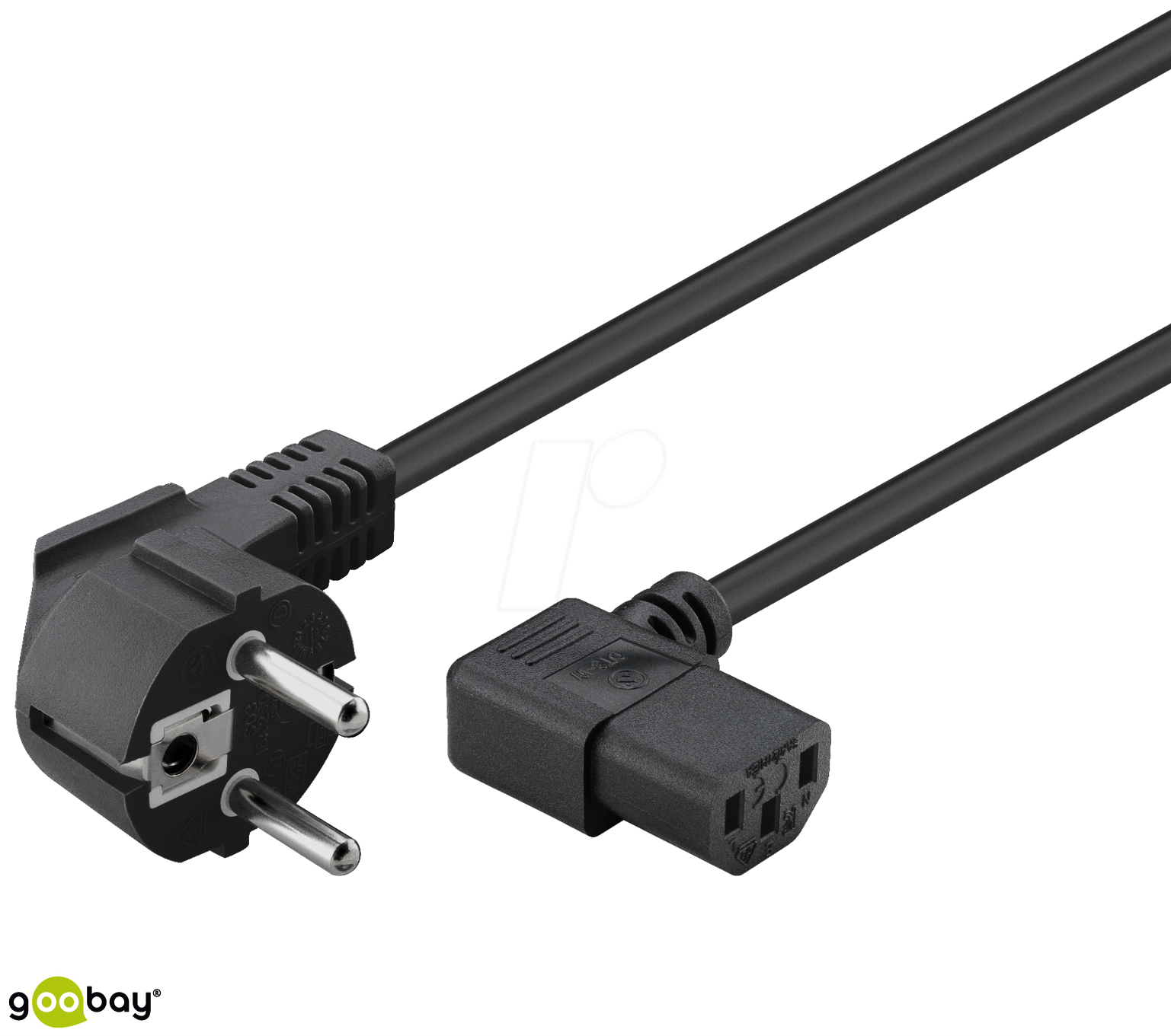 GOOBAY 93119 - Beidseitig abgewinkeltes Kaltgeräte-Anschlusskabel, 5 m, Schwarz