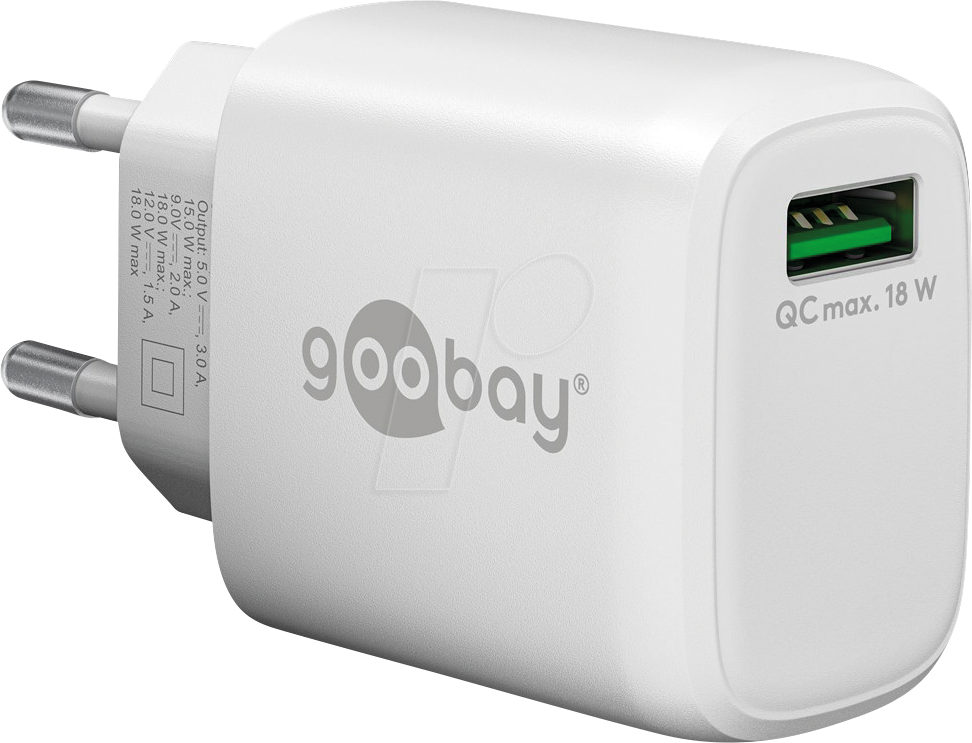 GOOBAY 61672 - USB-Ladegerät,18 W, 1x USB-A (QC), weiß