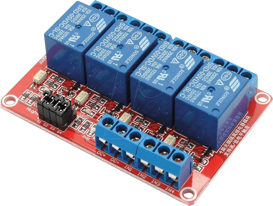 Thumbnail - DEBO RELAIS 4CH - Entwicklerboards - Relais-Modul, 4 Channel, 5 V, SRD-05VDC-SL-C