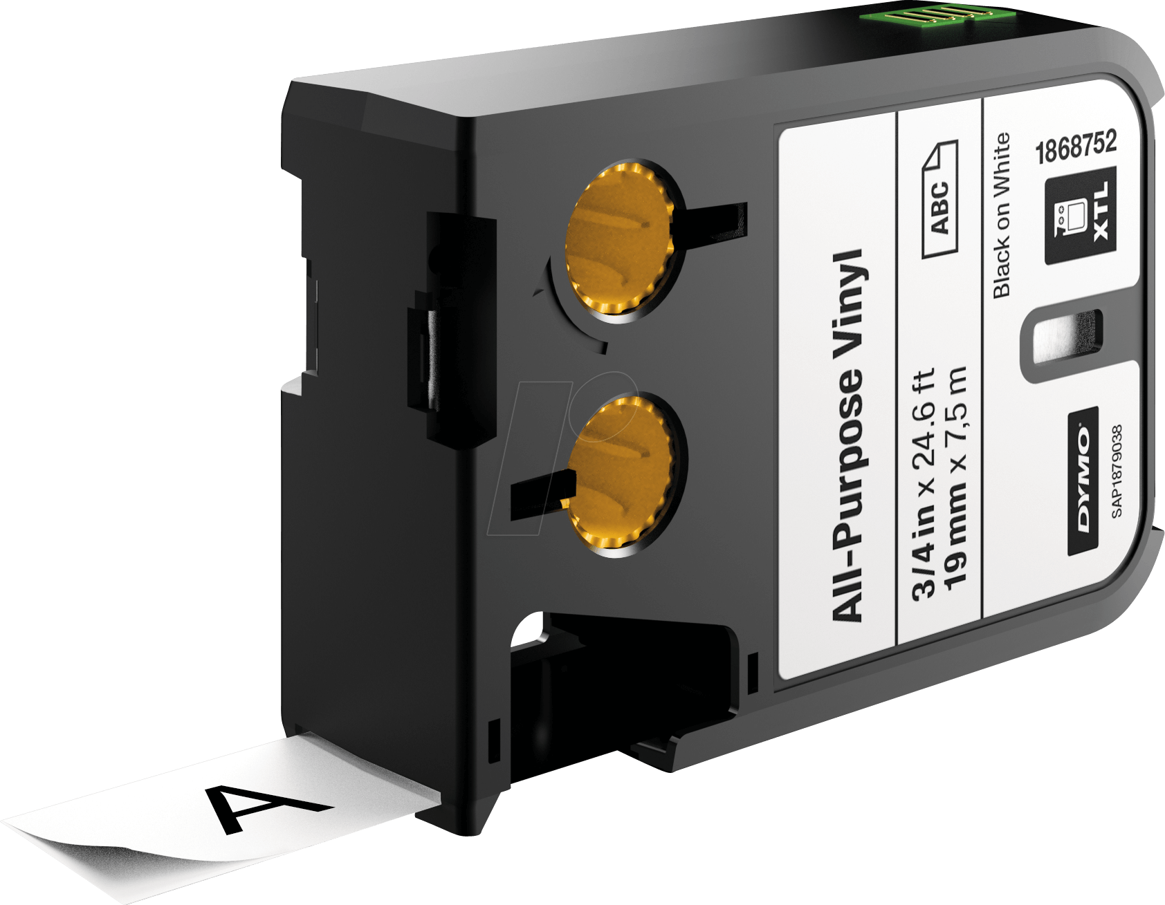 DYMO XTL 1868752 - XTL Schriftband, Vinyl, 19 mm, schwarz/weiß