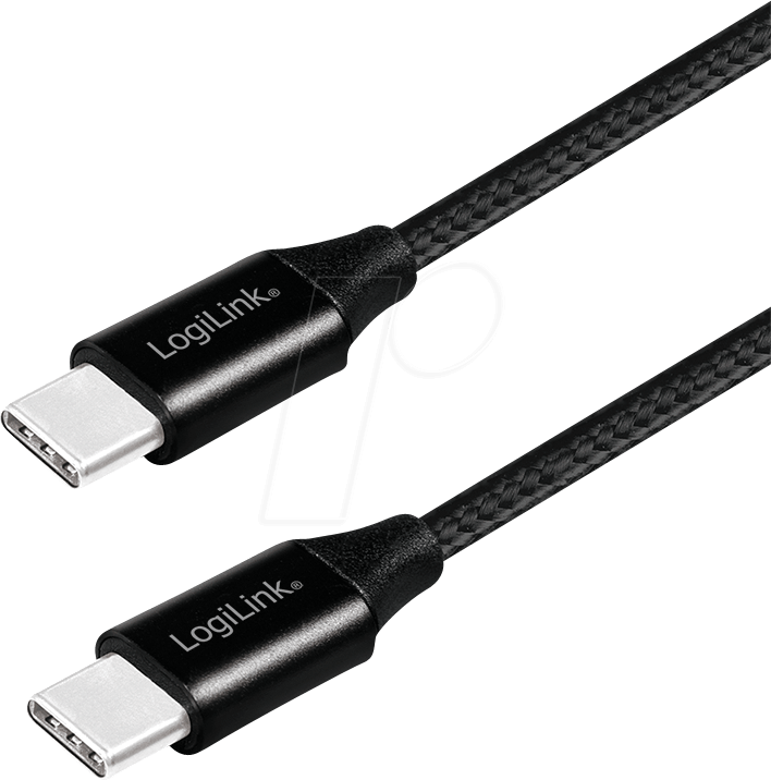 LOGILINK CU0153 - Sync- & Ladekabel, USB-C -> C, 0,3 m, Baumw., schwarz