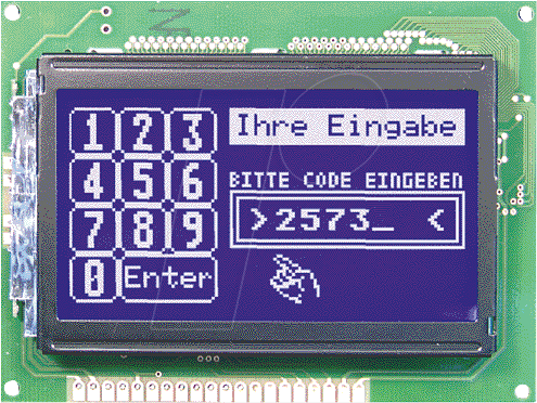 LCD 128X064 BL - LCD-Grafikdisplay, 128x64 Pixel, bl/ws, m.Bel.