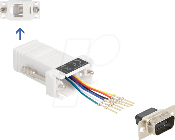 Thumbnail - DELOCK 67073 - Adapter D-Sub 9 Pin St. > RJ12 Bu. Montagesatz, weiß