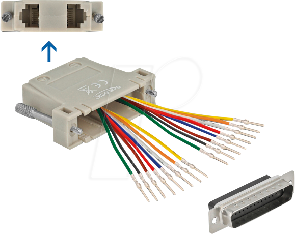 DELOCK 66835 - Adapter D-Sub HD 44Pin Crimp Stecker > 2 x RJ45 Buchse Montagesa