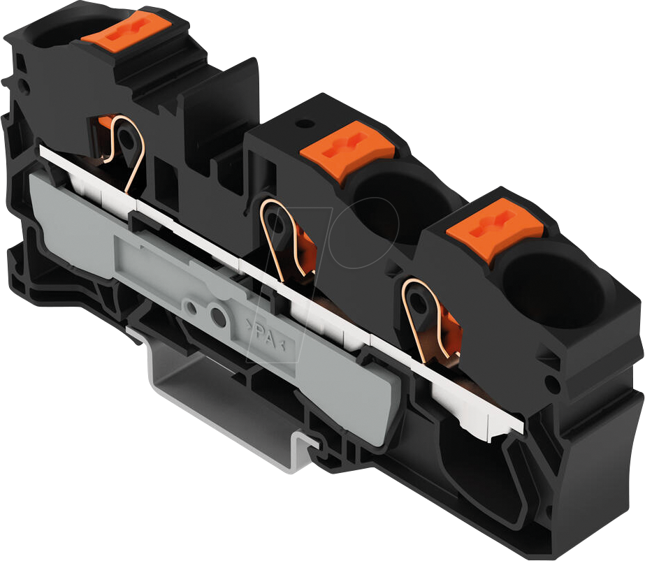 WAGO 2216-1305 - 3-Leiter-Durchgangsklemme, mit Drücker 16 mm², schwarz