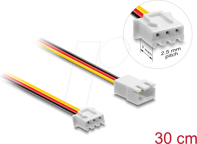 Thumbnail - DELOCK 90867 - Delock Verlängerungskabel 3 Pin, Steckerlänge 7 mm, 30 cm