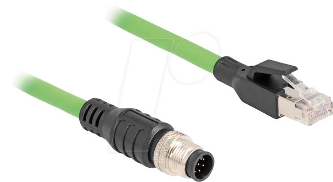 DELOCK 80422 - M12 Kabel, A-kodiert, 8 Pin Stecker / RJ45 Stecker, 2 m