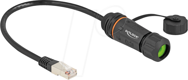 Thumbnail - DELOCK 88147 - RJ45 Einbauadapter, Stecker / Buchse, Cat.6a, 25 cm, schwarz