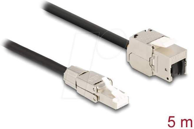 DELOCK 87245 - Keystone Kabel RJ45 Stecker > Buchse, Cat.6a, 5 m