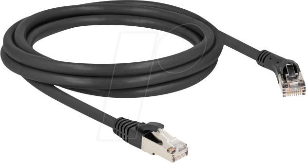 DELOCK 80639 - Patchkabel Cat.8.1 S/FTP, 45° rechts / gerade, 2 m, schwarz