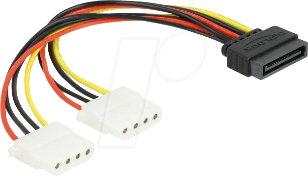 DELOCK 65159 - Kabel Power SATA 15 Pin zu 2 x 4 Pin Molex Buchse 20 cm