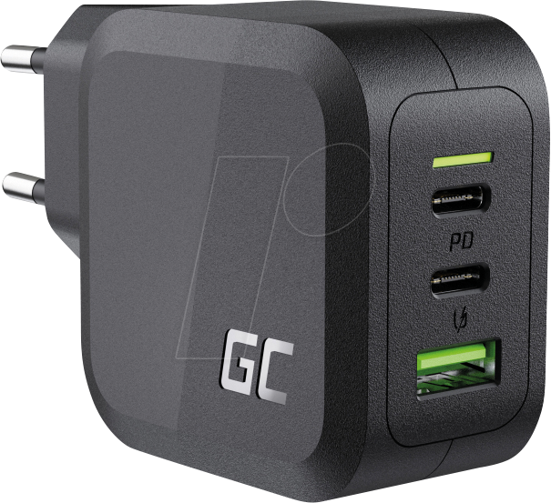 GC CHARGC08 - USB-Ladegerät, 65 W, 2x USB-C, 1x USB-A, GaN, schwarz