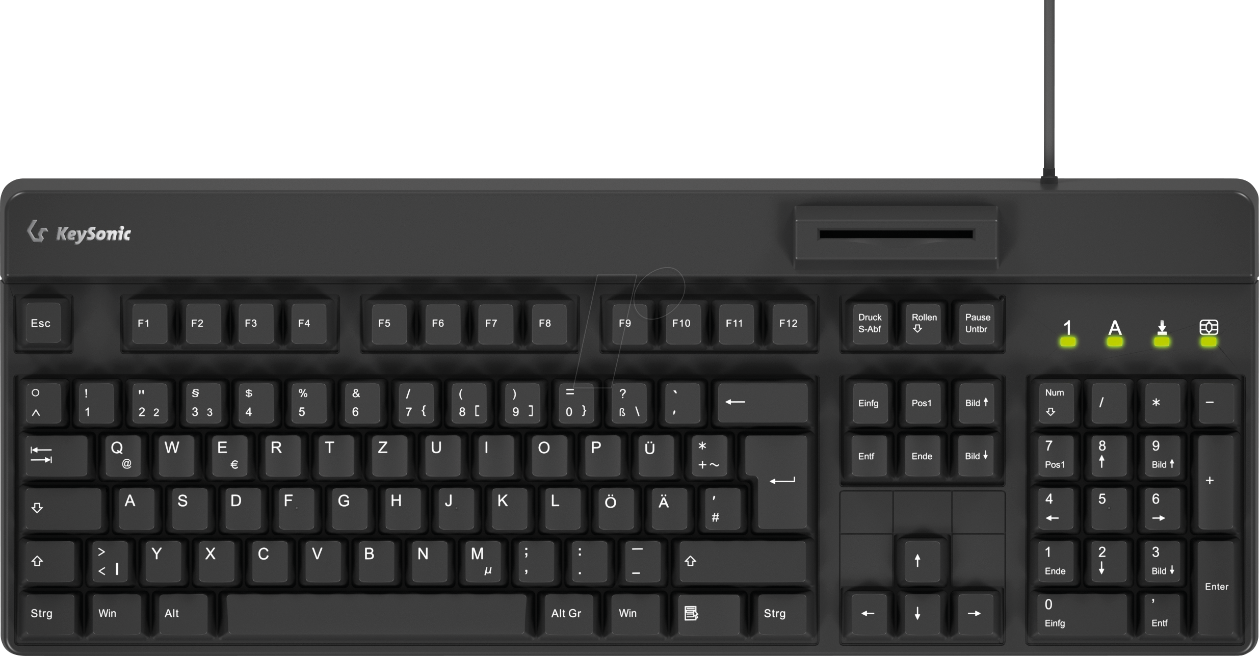 KEYSONIC 61081 - Tastatur, USB, mit Smartcard-Leser, schwarz