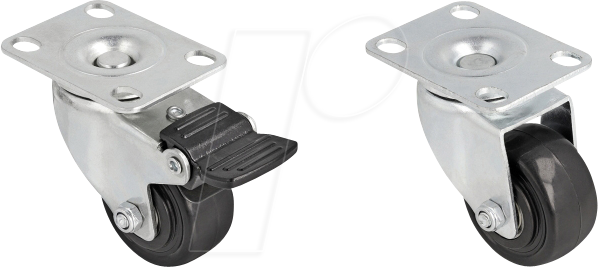 DELOCK 66754 - Lenkrolle Ø 50 mm, bis 400 kg Set 2 x 2 Stück