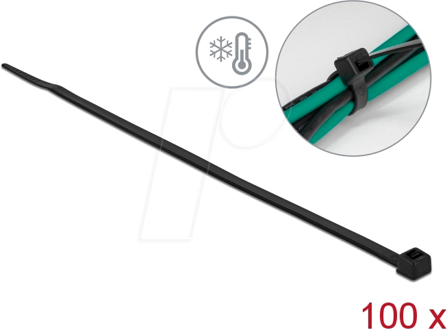 DELOCK 19202 - Kabelbinder kälteresistent L 300 x B 4,8 mm schwarz 100 Stück