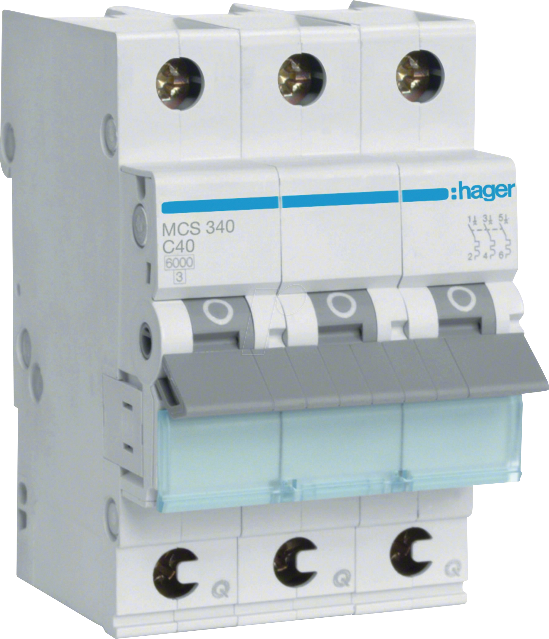 HAGER MCS340 - Leitungsschutzschalter, 3-polig, 6kA, C-Charakteristik, 40A, 3TE