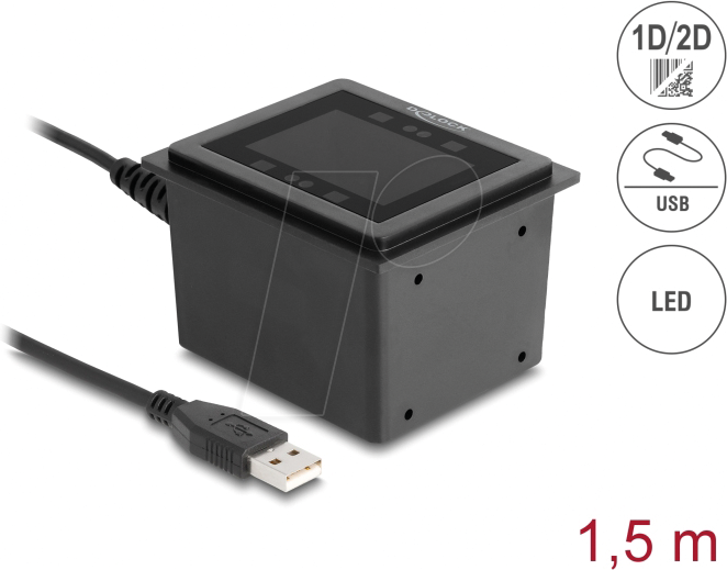 DELOCK 90600 - Barcodescanner, 2D, USB, stationär