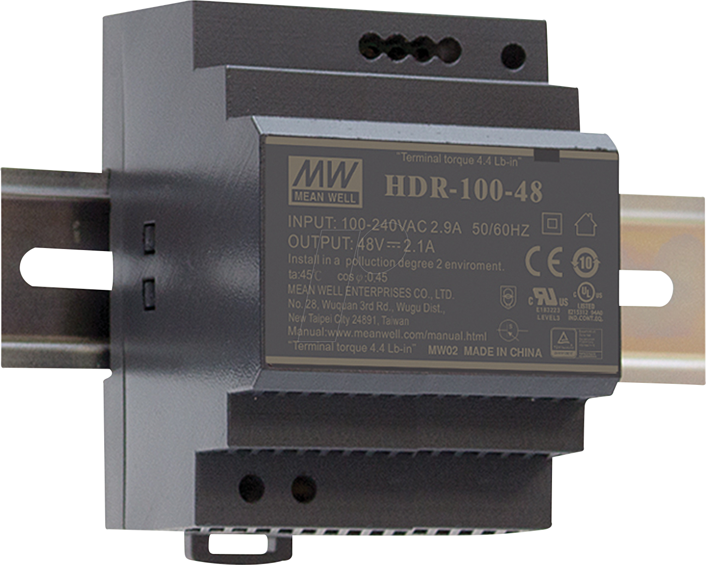 MW HDR-100-48N - Schaltnetzteil, Hutschiene, 100,8 W, 48 V 2,1 A