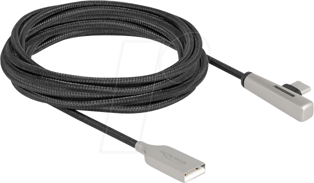 DELOCK 80768 - Sync- & Ladekabel, USB-A > C gewinkelt, 60 W, 3,0 m