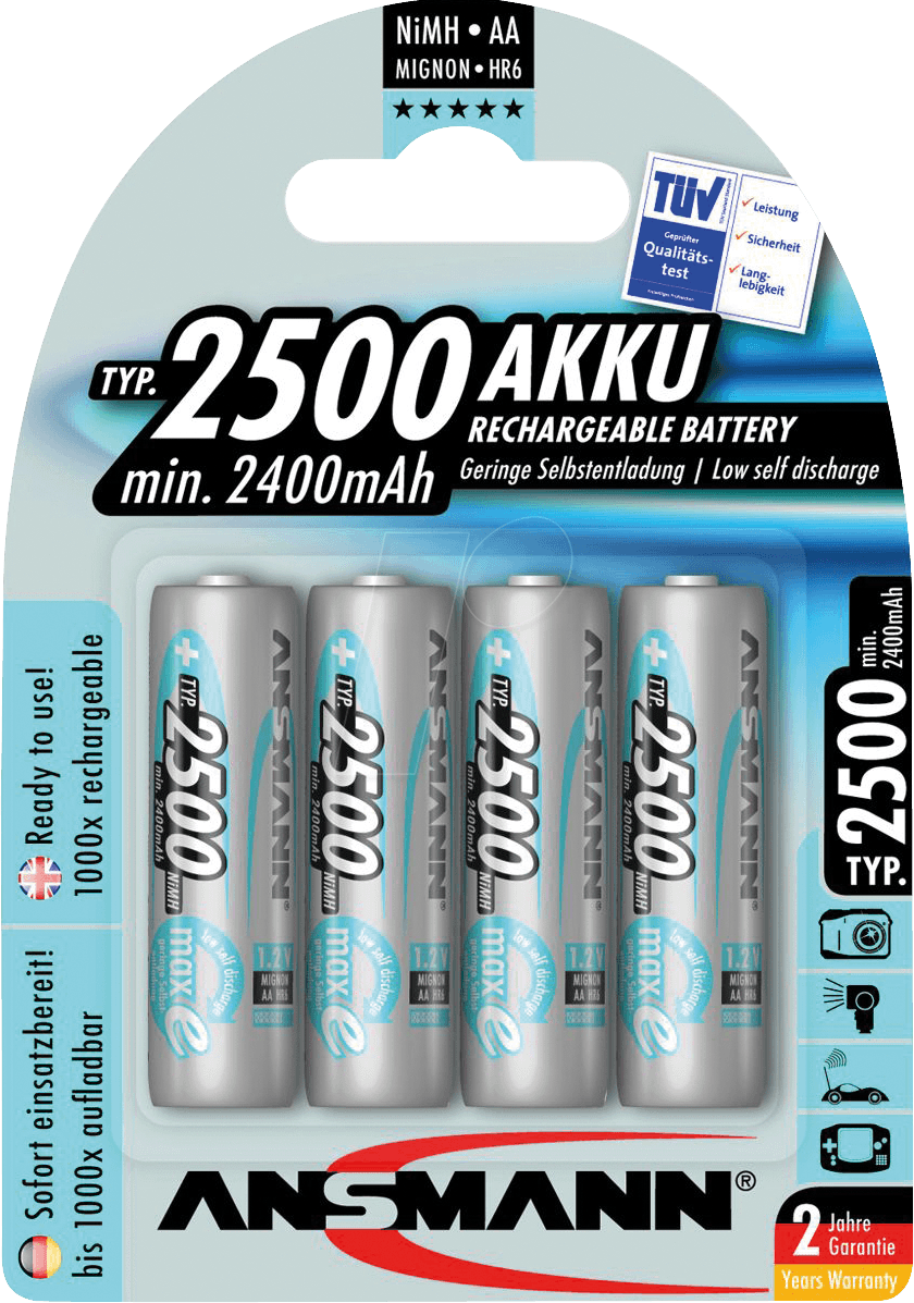 ANS MAXE 4XAA-2 - maxE, NiMh Akku, AA (Mignon), 2500 mAh, 4er-Pack