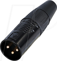 REAN RC3M-B - XLR Kabelstecker 3-polig, schwarz verchromtes Gehäuse