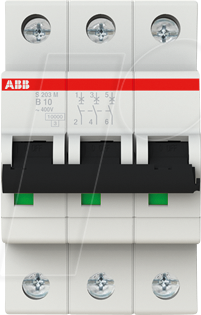 ABB S203M-B10 - Leitungsschutzschalter, Char. B, 10 A, 3 polig