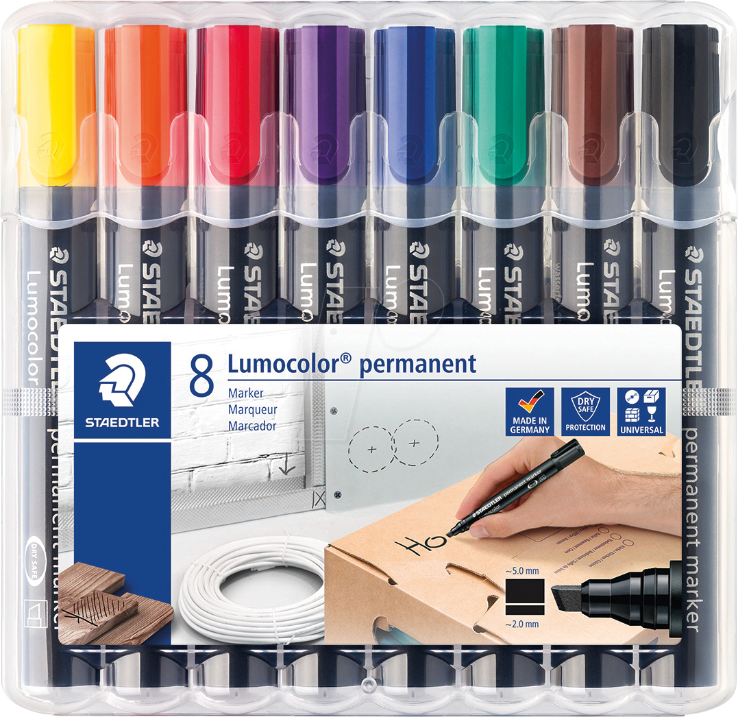 STAEDTLER 350WP8 - Permanent Marker, 2-5 mm, Set, 8 Farben