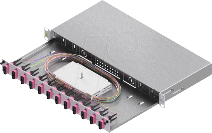 LSB1B114 - 19'' LWL Spleißbox, 1HE, 12 Ports, 12x SC-Duplex, OM4