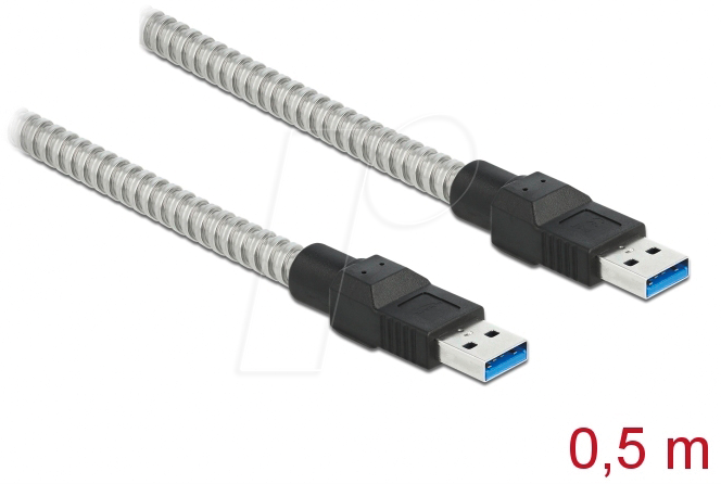 DELOCK 86774 - USB 5 Gb/s Kabel, A Stecker auf A Stecker,Metallmantel 0,5 m