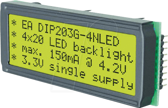 EA DIP203G-4 - LCD DIP-Modul, Supertwist, 4x20 Zeichen, gb/gn